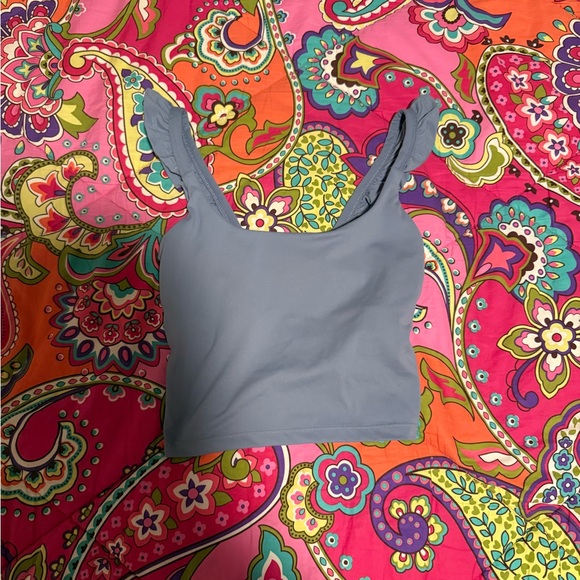 Blogilates Romantic Ruffle Tank Top - Steel Blue - Picture 4 of 5